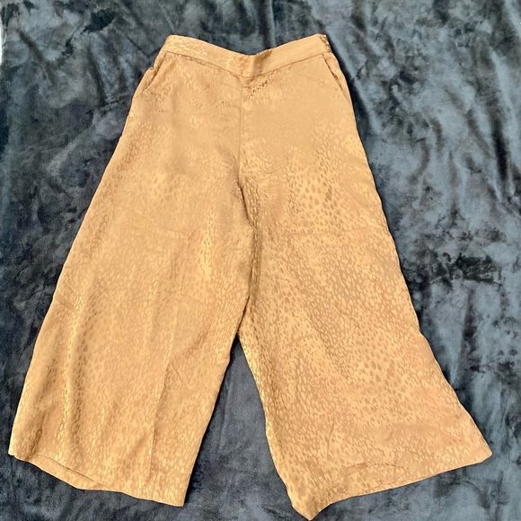 A.L.C Silk Jameson Bronze Animal Print Cropped Culotte Trouser Size 0 - Picture 2 of 13